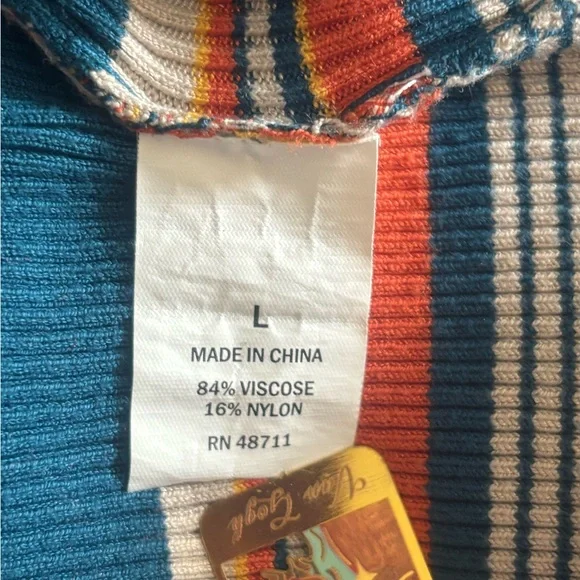Falls Creek Teal and Orange Striped Sweater Size L - Picture 9 of 10